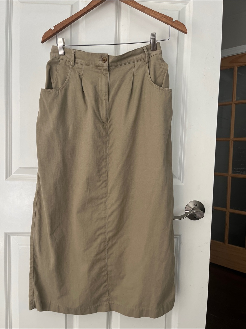 Vintage 90’s Talbots Tan Pleated Midi Skirt khaki cotton high waisted
